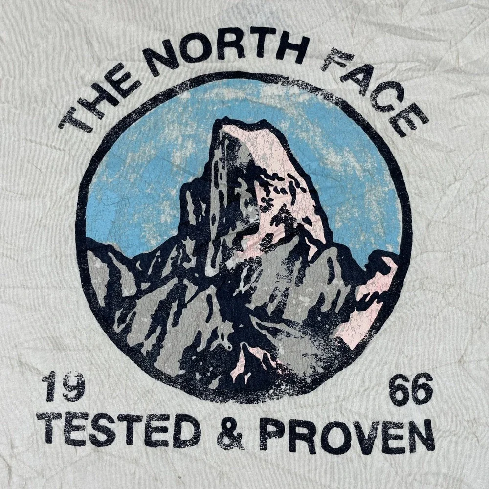 The North Face T-Shirt Mens M Tan Tested & Proven Circular Design Short Sleeve